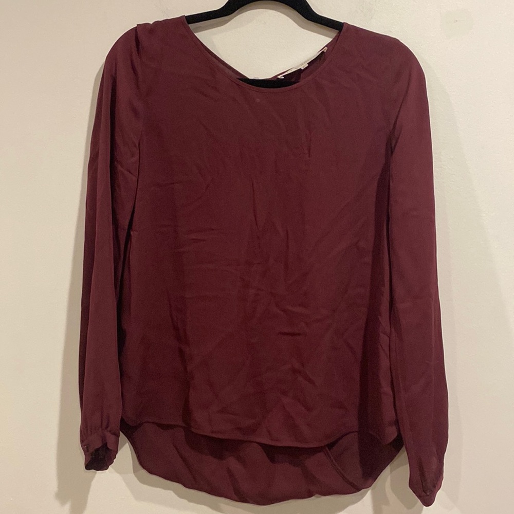 Ulla Johnson long sleeve silk blouse with open back, Sz 6